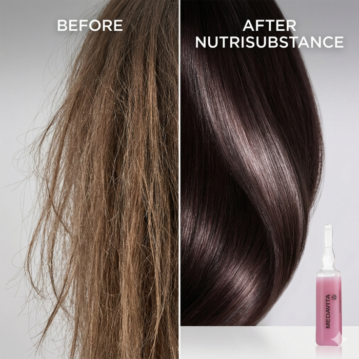 Set fiole Medavita Nutrisubstance Repairing Hair Fluid și cutie prezentare – Hidratare intensă păr uscat [4]