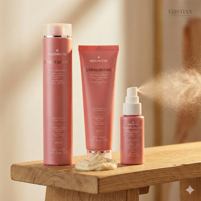 Kit Nutritiv Medavita Nutrisubstance Sampon Masca si Spray pentru Par Uscat [2]