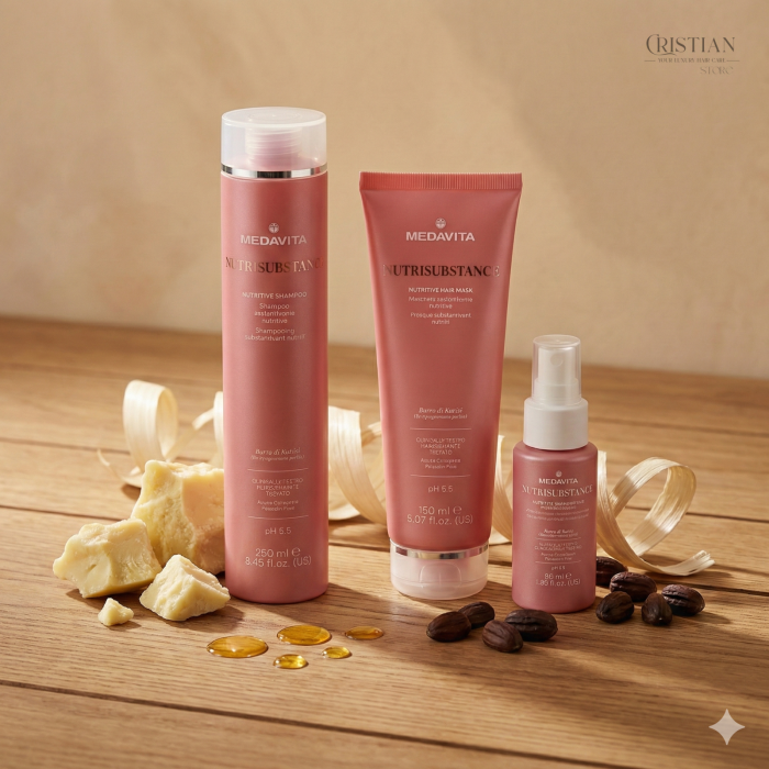 Kit Nutritiv Medavita Nutrisubstance Sampon Masca si Spray pentru Par Uscat [3]