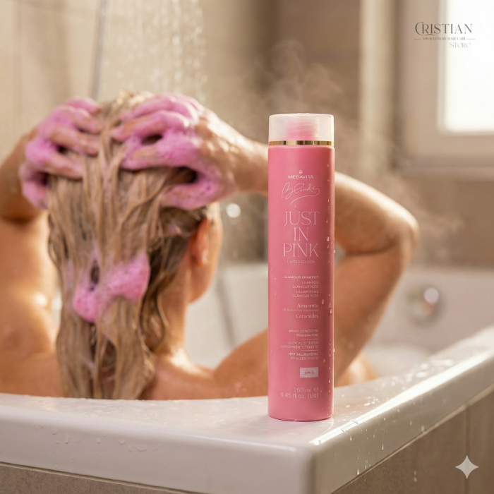 Sampon Nuantator Roz Medavita Just In Pink - Culoare Temporara Par Blond [4]