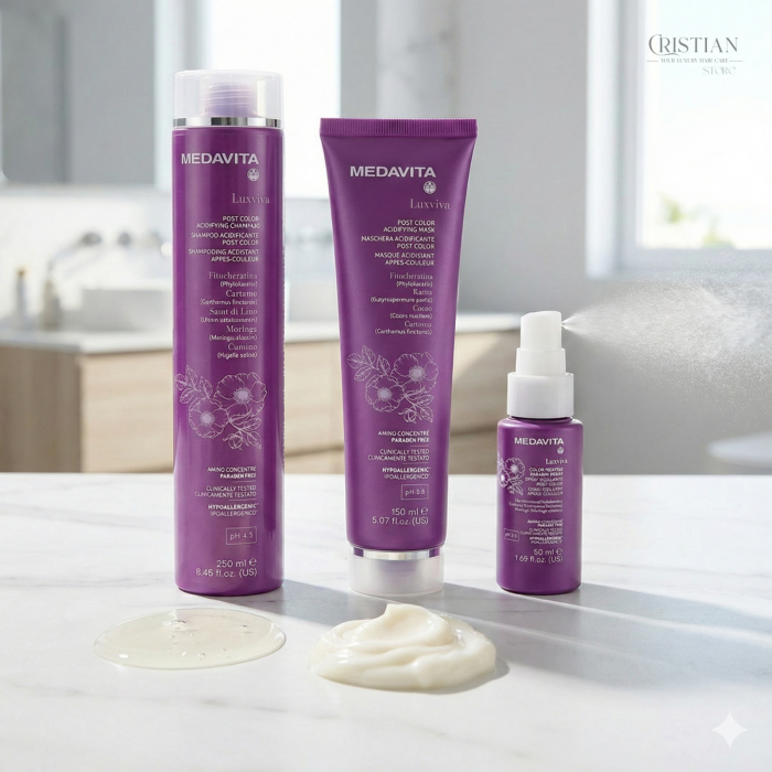 Set Medavita Luxviva Post Color - Sampon Masca si Spray pentru Par Vopsit [2]