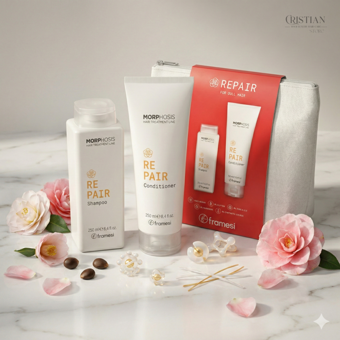 Set Cadou Framesi Morphosis Repair Sampon si Balsam cu Borseta Alba pentru Par Deteriorat [3]