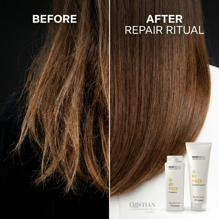 Set Cadou Framesi Morphosis Repair Sampon si Balsam cu Borseta Alba pentru Par Deteriorat [5]