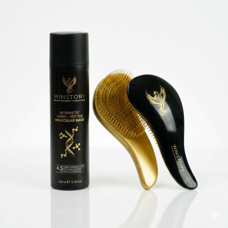 Perii - Pachetul Reconstructie & Detangling Winstory – Ritualul Complet pentru Păr Degradat (Mască Moleculară Leave-In 200ml + Perie Palm Detangling CADOU)