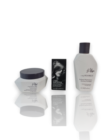 Ingrijire Intensiva & Fiole - Kitul „Ocean Hydration” L'Alga – Ritual Complet pentru Păr Uscat: Șampon Seawet, Mască Seacure și Fiolă Bolster 100/100/12ml