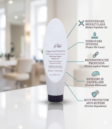 Gama Seamolecular - Șampon Reconstructor L'Alga Seahydrate CPR – Hidratare Moleculară și Regenerare pentru Păr Degradat (200ml)