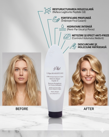 Gama Seamolecular - Mască Reconstructoare L'Alga Searestore CPR – Infuzie Moleculară pentru Regenerarea Părului Sever Deteriorat (200ml)
