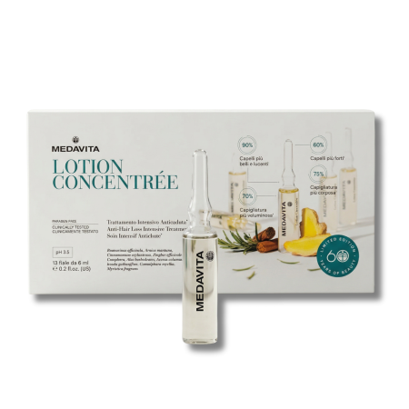 Produse - Set fiole Medavita Lotion Concentrée și cutie de prezentare – Ritual intensiv anticădere cu pH 3.5