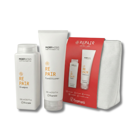 Toate Produsele - Set Cadou Framesi Morphosis Repair Sampon si Balsam cu Borseta Alba pentru Par Deteriorat