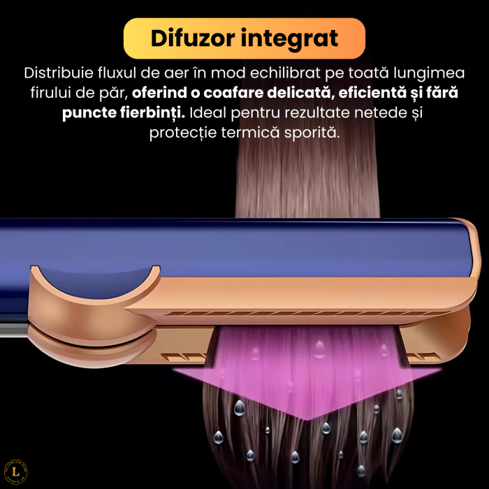 Aparat 2-in-1 pentru indreptat si uscat parul, utilizare pe par umed si uscat, temperatura reglabila 80°/110°/140°, difuzor aer integrat, flux de aer la 45°, negru [7]
