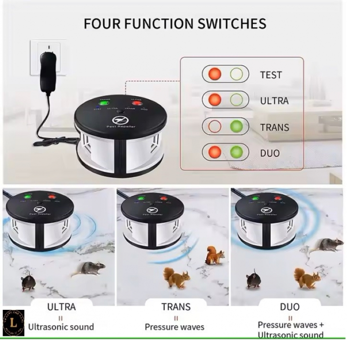Aparat cu ultrasunete pentru respingerea daunatorilor, anti rozatoare, anti insecte, raza actiune 360°, 25-60 KH [2]