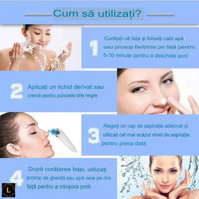Aparat Electric pentru Indepartarea Punctelor Negre, Anti-Acnee, Curatator Reincarcabil pentru Ten, usor de utilizat [4]