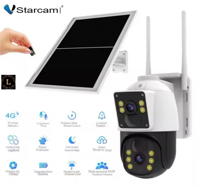 Camera solara alimentata cu CCTV IP 4G in aer liber Camera de securitate la domiciliu cu viziune nocturna fara fir si cu detectare a miscarii Ptz [3]