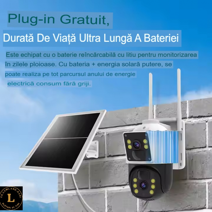 Camera solara alimentata cu CCTV IP 4G in aer liber Camera de securitate la domiciliu cu viziune nocturna fara fir si cu detectare a miscarii Ptz [5]