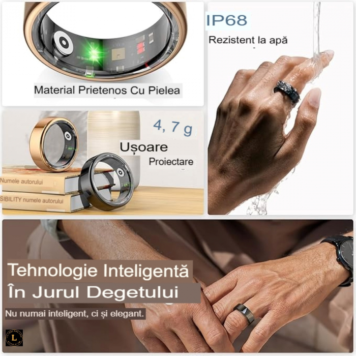 Descopera viitorul sanatatii cu inelul inteligent smart. Monitorizare Completa a Sanatatii 24/7. Monitorizare Completa a Sanatatii - Puls, Somn, Activitate - Rezistent la Apa - Design Elegant [13]