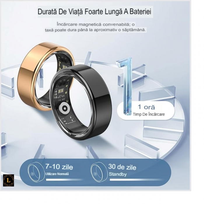 Descopera viitorul sanatatii cu inelul inteligent smart. Monitorizare Completa a Sanatatii 24/7. Monitorizare Completa a Sanatatii - Puls, Somn, Activitate - Rezistent la Apa - Design Elegant [10]
