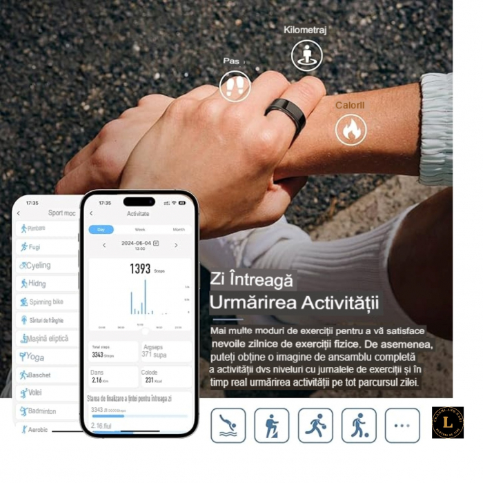 Descopera viitorul sanatatii cu inelul inteligent smart. Monitorizare Completa a Sanatatii 24/7. Monitorizare Completa a Sanatatii - Puls, Somn, Activitate - Rezistent la Apa - Design Elegant si Perfo [5]