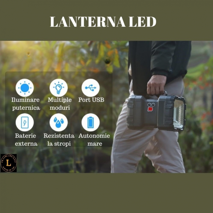Lanterna multifunctionala reincarcabila, doua capete de iluminare, portabila, rezistenta la stropi [8]