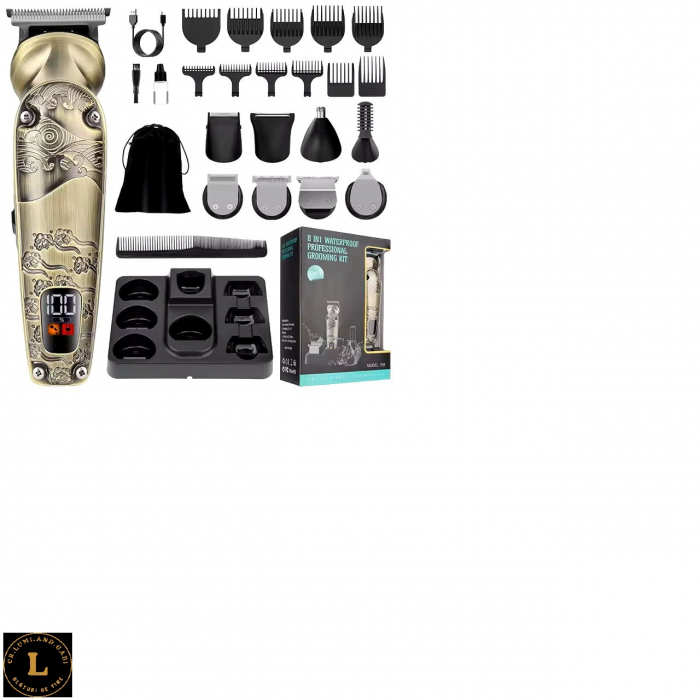 Set profesional masina de tuns, conturat, ras, filat, 8 in 1, rezistent la apa, ideal pentru tuns, filat, ras si conturat [3]