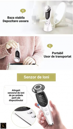 Aparat Masaj Facial 7 in 1: Curatare, Lifting, Anti-Acnee, Albire, Ingrijire Ochi - Tehnologie EMS, RF, LED [9]