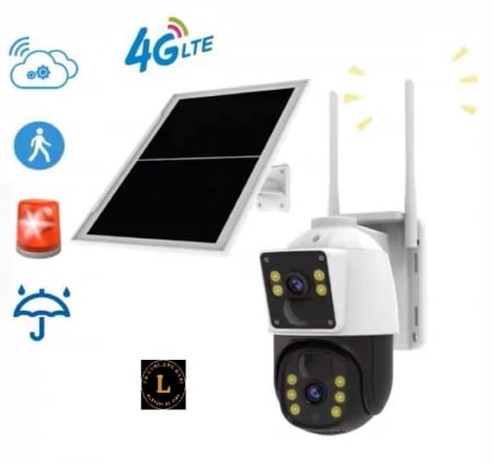 Produse - Camera solara alimentata cu CCTV IP 4G in aer liber Camera de securitate la domiciliu cu viziune nocturna fara fir si cu detectare a miscarii Ptz
