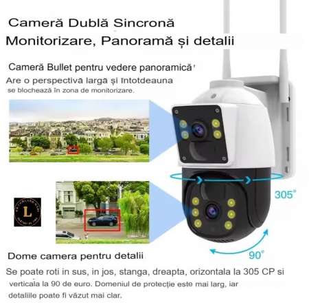 Camera solara alimentata cu CCTV IP 4G in aer liber Camera de securitate la domiciliu cu viziune nocturna fara fir si cu detectare a miscarii Ptz [1]