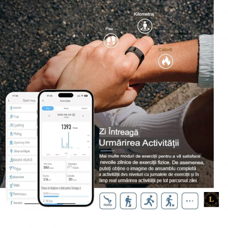 Descopera viitorul sanatatii cu inelul inteligent smart. Monitorizare Completa a Sanatatii 24/7. Monitorizare Completa a Sanatatii - Puls, Somn, Activitate - Rezistent la Apa - Design Elegant si Perfo [4]