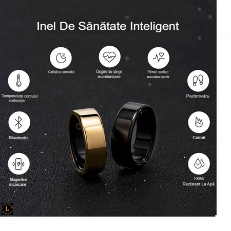 Descopera viitorul sanatatii cu inelul inteligent smart. Monitorizare Completa a Sanatatii 24/7. Monitorizare Completa a Sanatatii - Puls, Somn, Activitate - Rezistent la Apa - Design Elegant si Perfo [1]