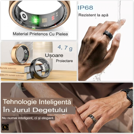 Descopera viitorul sanatatii cu inelul inteligent smart. Monitorizare Completa a Sanatatii 24/7. Monitorizare Completa a Sanatatii - Puls, Somn, Activitate - Rezistent la Apa - Design Elegant si Perfo [8]
