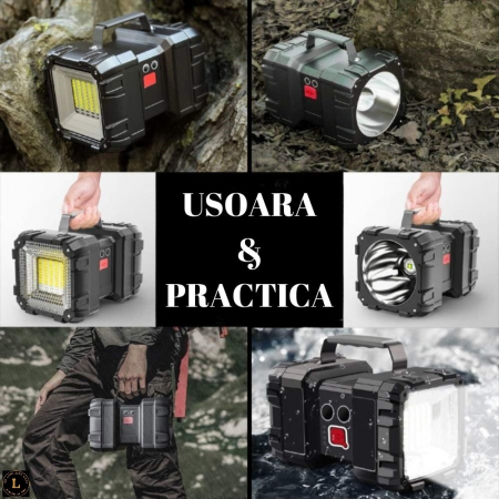 Lanterna multifunctionala reincarcabila, doua capete de iluminare, portabila, rezistenta la stropi [1]