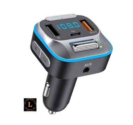 Modulator FM, Bluethoot 5.0, Transmitator FM cu functie de incarcare auto, Fast Charge, Asistenta vocala, Port auxiliar, Port USB x2, 7 lumini RGB [4]