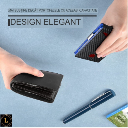 Portofel cu protectie RFID, slim, pentru Barbati, Negru-Albastru, dimensiuni 11x7.5x1.5cm, pentru o siguranta mai buna a cardurilor [7]