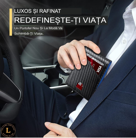 Portofel cu protectie RFID, slim, pentru Barbati, Negru-Albastru, dimensiuni 11x7.5x1.5cm, pentru o siguranta mai buna a cardurilor [8]