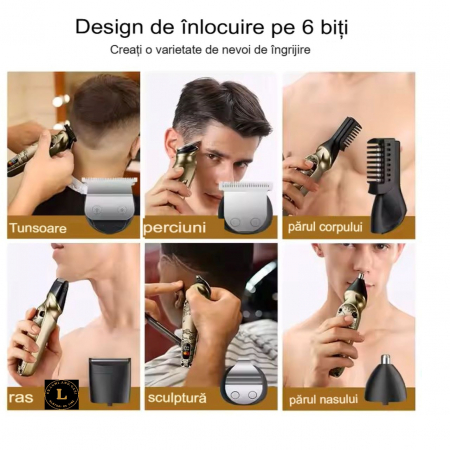 Set profesional masina de tuns, conturat, ras, filat, 8 in 1, rezistent la apa, ideal pentru tuns, filat, ras si conturat [6]