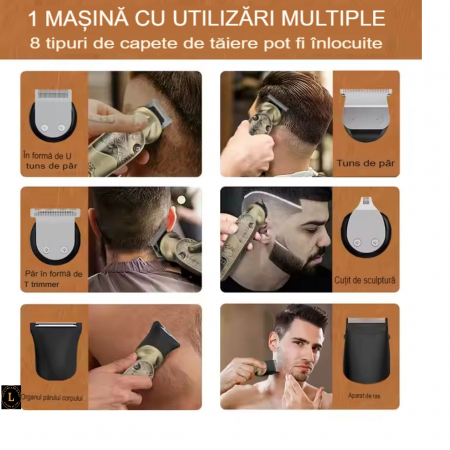 Set profesional masina de tuns, conturat, ras, filat, 8 in 1, rezistent la apa, ideal pentru tuns, filat, ras si conturat [5]
