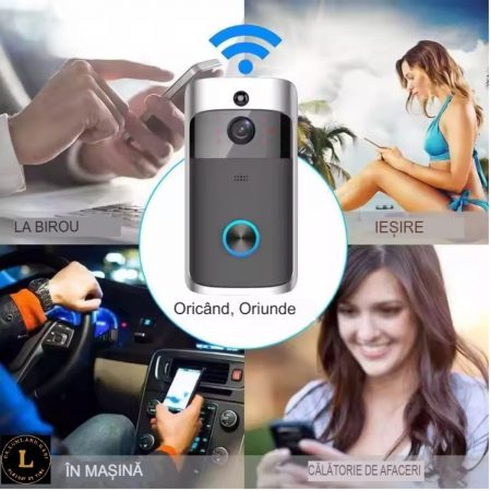 Produse - Sonerie inteligenta Wifi pentru casa de la distanta monitorizare interfon sonerie V5 cu senzor infrarosu de viziune pe timp de noapte producator de sonerie vizuala