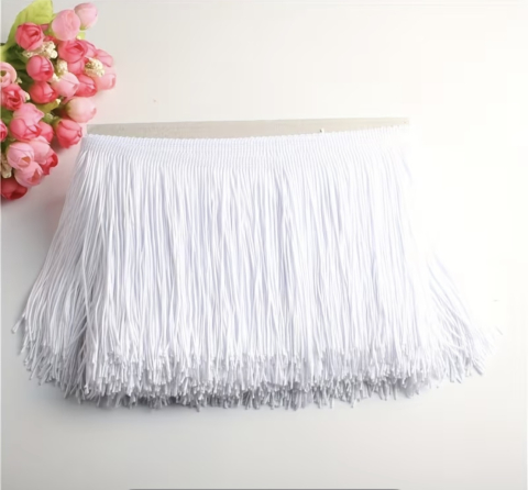 MERCERIE SI ACCESORII CROITORIE - Franjuri din Mătase Artificială (20 cm) 10 metri - Eleganță în Mișcare și Rafinament Clasic