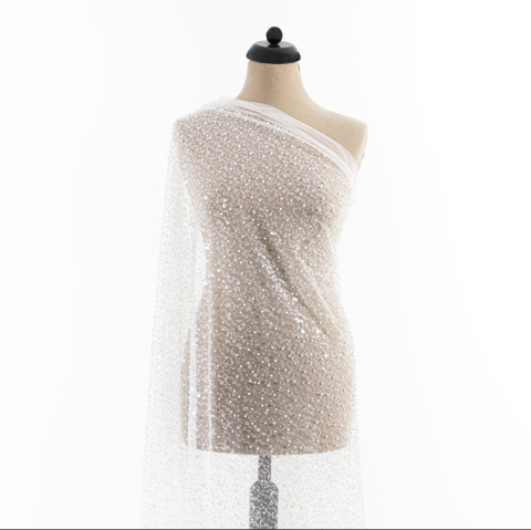 Materiale Textile Premium - Tul Premium Brodat cu Mărgele și Perle