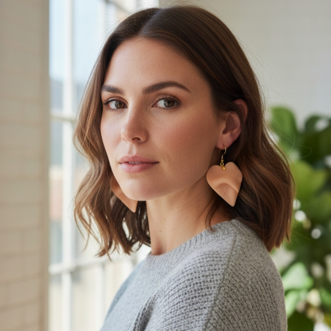 Cercei eleganți cu inimi crem [2]