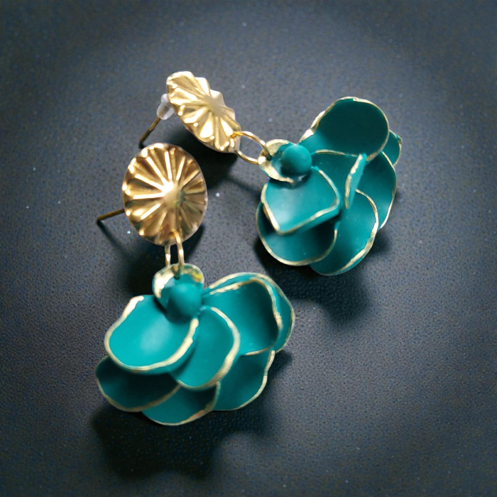 Cercei florali verde smarald [2]