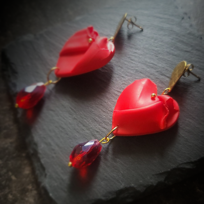 Cercei Inimi cu cristale roșii [2]