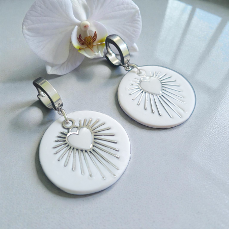 Statement - Cercei cu rotunzi cu soare argintiu