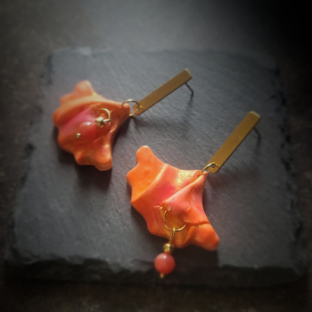 SĂRBĂTORI - Flăcări de Jad - cercei cu jad, în tonuri calde