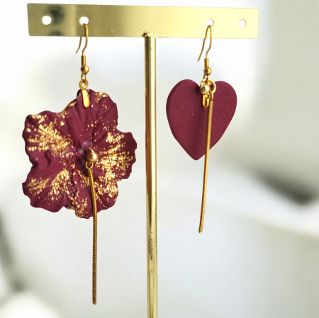 Cercei Flori - Cercei Eleganță Tropicală Bordo