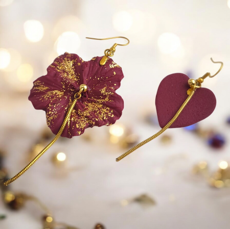 Cercei Eleganță Tropicală Bordo [1]