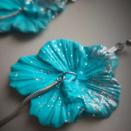 Cercei Flori - Cercei Eleganță Tropicală Turcoaz