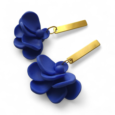 Cercei Flori - Cercei florali albastru regal