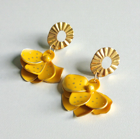 Cercei Flori - Cercei florali galben de toamnă