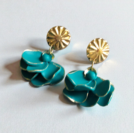 Cercei Flori - Cercei florali verde smarald