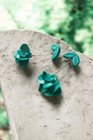 Cercei Flori - Cercei florali verzi